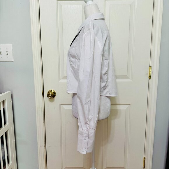 EMERSON LANG CROPPED BUTTON DOWN SHIRT WITH STRIPE TIE JUNIORS XL - Picture 4 of 9